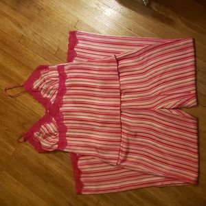 PJ SAVAGE Silk Pajamas pink and white stripes Sz small